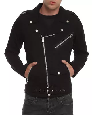 Buy Men's Gothic Steampunk Punk Biker Moto Black Cotton Stylish Jacket • 47.99£