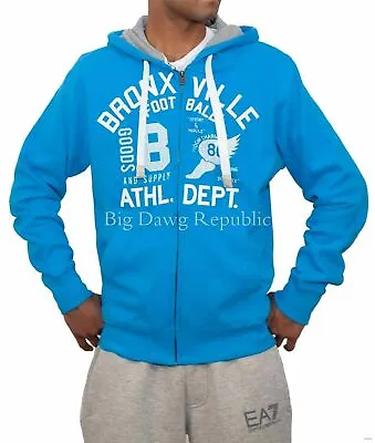 Buy Bronxville Men's Designer Blue Zip Up Hoodie, New Hip Hop Era Time Is Money Star • 19.99£