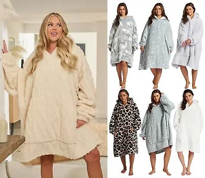 Buy Oversized Blanket Hoodie Soft Fleece Long Hooded Snuggle Lounge Jumper • 25.99£