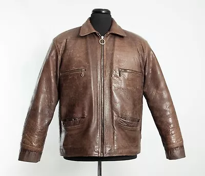 Buy Vintage 1950s Brown Highwayman Leather Jacket Size Medium 42- 44 Chest • 250£