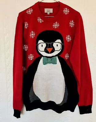Buy Mens M&S Winter Christmas Jumper. Size L. Christmas Penguin Design Red. • 18£