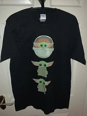 Buy Star Wars The Mandalorian The Child Baby Yoda Portrait Black T-shirt Size Medium • 11.99£