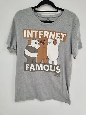 Buy Cartoon Network We Bare Bears Grey Internet Famous Tshirt Size Medium M • 7.55£