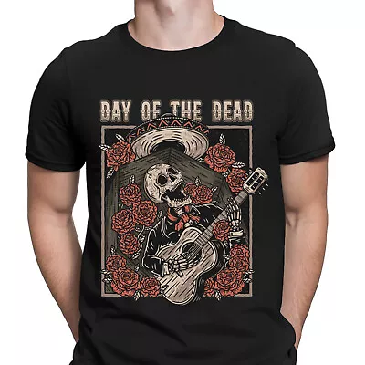 Buy Day Of The Dead Mexican Skeleton Sugar Skull Guitar Mens T-Shirts Tee Top #DNE • 9.99£