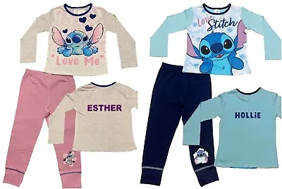 Buy Lilo & Stitch Girls Pyjamas Sleepwear Can Be Personalised With A Name Age 5-12 • 9.95£