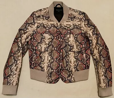 Buy French Connection Ladies Bonnie Snakeskin Print Patent Biker Jacket Size 12 • 19.99£