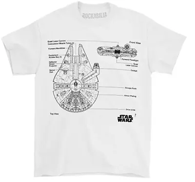 Buy Star Wars Men's Millennium Falcon Short Sleeve T-Shirt, White, XX-Large • 15£