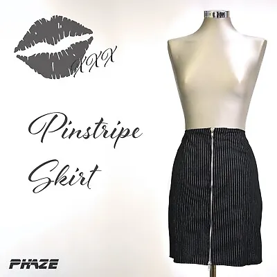 Buy Phaze Alternative Clothing Pinstripe Pencil Skirt - Lace Up - 8 10 12 14 16 18 • 9.99£
