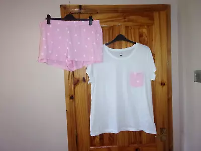 Buy New  F&f  Size 20-22 Cool Pink & White Short Pyjama Set • 1.99£