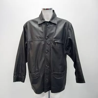 Buy The Hudson Leather Co Jacket XL Black Button Up Mens RMF06-LW • 7.99£