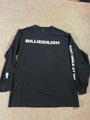 Buy Billie Eilish Womens Long Sleeve Top Black Tour Merch Don't Smile At Me Large • 18.33£