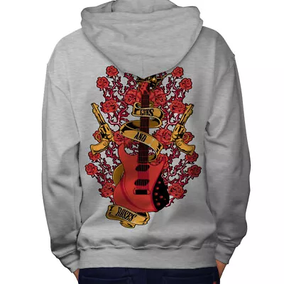 Buy Wellcoda Roses And Guns Rock Mens Hoodie, Band Design On The Jumpers Back • 25.99£