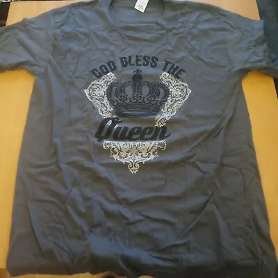 Buy God Bless The Queen T-shirt Tee Grey Large • 4.50£