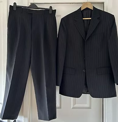 Buy Taylor & Reece Black Thin Green Stripe Two Piece Mens Suit • 9.75£