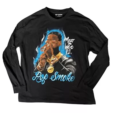 Buy Pop Smoke Official Merch Meet The Woo Album Graphic Rap T-shirt Size UK L Black • 24.99£