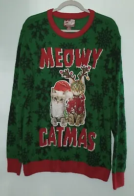 Buy Ugly Sweater Meowy Catmas Adult XL Party Sweater Dec 25th Christmas Acrylic Cats • 11.86£