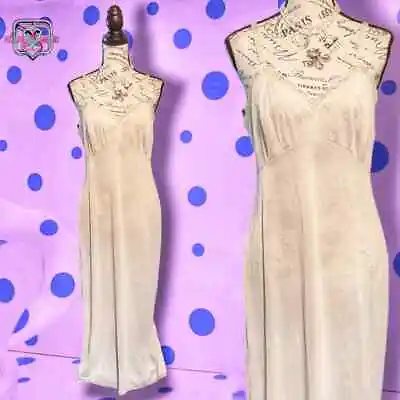 Buy Vintage Retro Pinup Cream Lace Sexy Maxi Slip Dress, Large • 35.91£