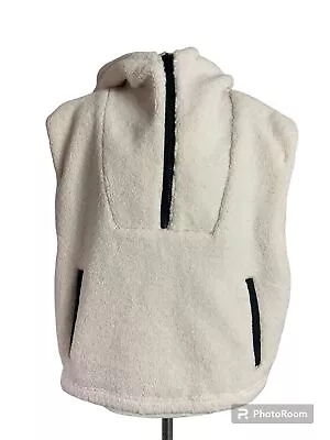 Buy Topshop Off White Borg Teddy Sleeveless Pullover Jacket M 10 12 Hooded • 41.60£