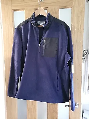 Buy Amazon Essentials Quarter-Zip Polar Fleece Jacket Jumper Navy Black Size XL New • 6.99£
