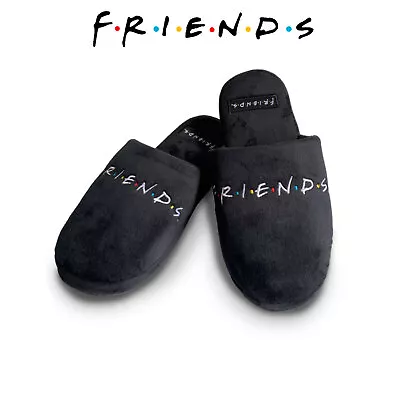 Buy Friends Unisex Black Slippers TV Show Logo Mens Womens Mule UK 5-7 Official NEW • 12.49£