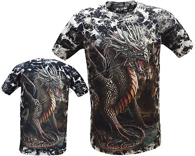 Buy New Mens Chinese Dragon Glow In The Dark Gothic Tye Dye T- Shirt M - 4XL • 11.95£