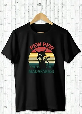 Buy PEW PEW MADAFAKAS  Funny T-Shirt Cat Retro Birthday Gift For Mens & Womens • 11.99£