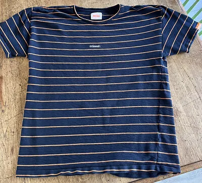 Buy Unleash Mens Size Large Navy/Orange Stripe Cotton T Shirt • 6£