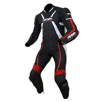 Buy ARMR Harada R Motorcycle Motorbike 1 Piece Leather Race Suit - Black White & Red • 249.99£