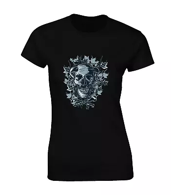 Buy The Horned One Ladies T Shirt Devil Skull Skeleton Pentagram Demon Top Cool • 7.99£