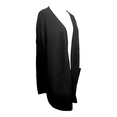 Buy Long Black Cardigan Size Large 16 18 Pockets Open Soft Stretch Recycled GEORGE • 15£