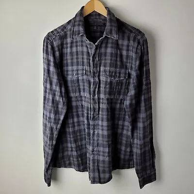 Buy Standard Cloth Men Size M Black Grey Check Cotton Flannel Winter Shirt Casual • 10£