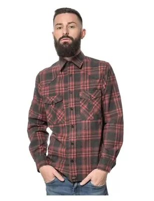 Buy ROCK-IT Apparel Men Long Sleeve Flannel Shirt Burgundy Red • 12.99£