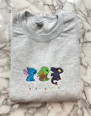 Buy Baby Yoda, Stitch, Toothless Friends Custom  Embroidered Sweatshirt/Hoodie • 46.41£