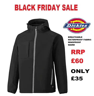 Buy Mens Dickies Waterproof Windproof Breathable Fleece Lined Hood SOFTSHELL Jacket • 35£