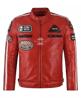 Buy SIZMA Men's Leather Jacket Classic Motorcycle Fashion Real Lambskin Leather 5011 • 119.98£