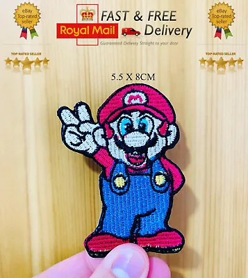 Buy Super Mario Video Game Peace Win Embroidered Sew/Iron On Patch Badge N-14 • 2.09£