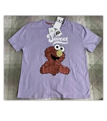 Buy Zara Sequin Elmo Sesame Street T-shirt. Mauve. Size S • 6.99£