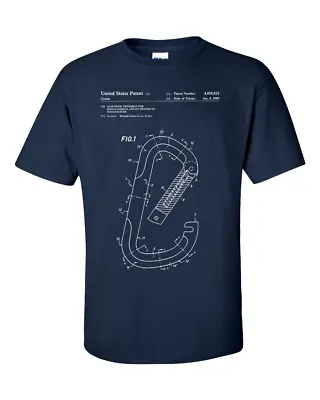 Buy Carabiner Ring Patent Rock Climbing Climber Blueprint Gift T-Shirt • 12.95£