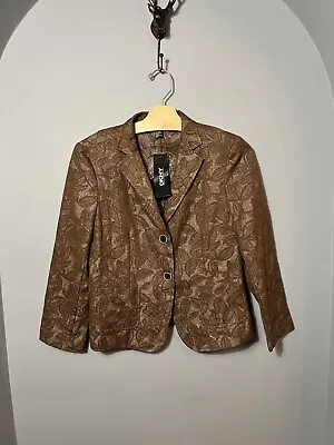 Buy DKNY New York Bronze Brown Floral Blazer Jacket Size UK 8 Cotton BNWT RRP £290 • 44.99£