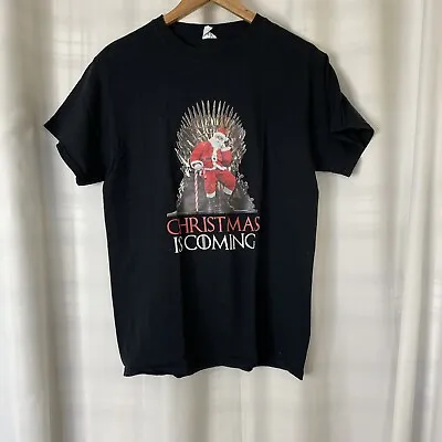 Buy Christmas Is Coming - Iron Throne With Santa  Black Game Of Thrones T-shirt • 7£