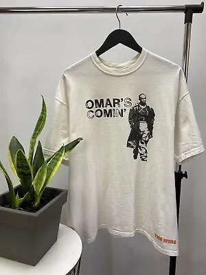 Buy Vintage The Wire HBO Series Omar’s Comin T-Shirt Size XL Men White Movie • 313.72£