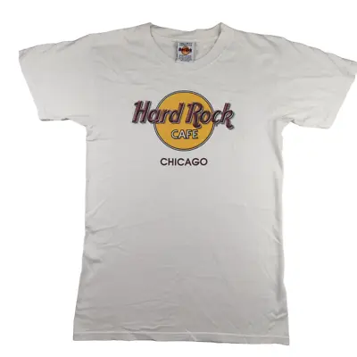 Buy Hard Rock Cafe Chicago, USA T Shirt Size S White Cotton Crew Graphic Tee Vintage • 14.39£