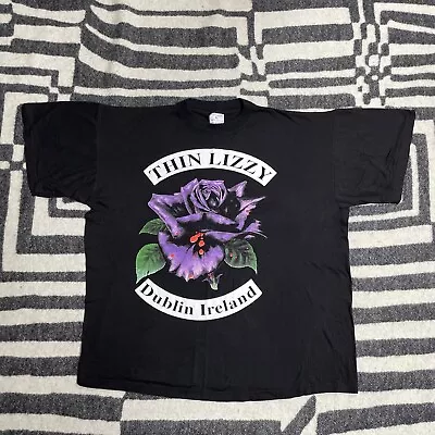 Buy Vintage Thin Lizzy Band T Shirt Dublin Ireland Black Rose Tour Rock N Roll Heavy • 60£