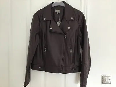 Buy Oasis Burgundy/Brown Leather Look Biker Jacket Size M • 28£