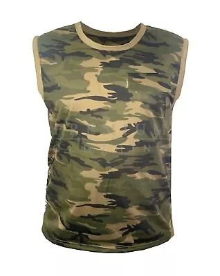 Buy Mens Camouflage Jungle VESTS Sleeveless Tank Top Training Gym BodyBuilding • 4.99£