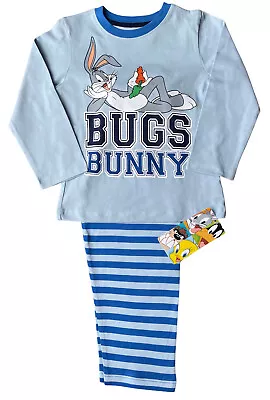 Buy Bugs Bunny Looney Tunes Blue Cotton Trouser Pyjamas Ages 18-24, 2-3 Years Cotton • 8.99£