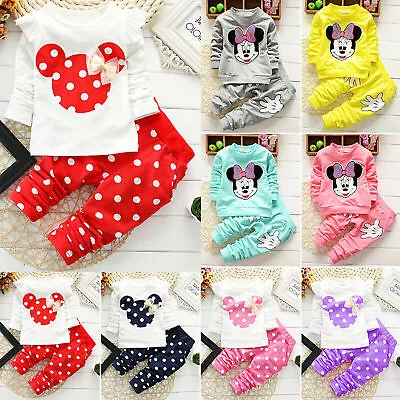 Buy Kids Baby Girls Tops + Pants Set Tracksuit Minnie Mouse Sweatshirt Cute Outfits • 8.19£