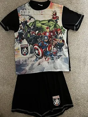 Buy Boys Black Avengers Pyjamas Size Age 9-10 • 4£