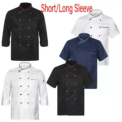 Buy Unisex Men Women Chef Jacket Cooking Coats Canteen Work Chef Coat  Work Uniform  • 6.99£