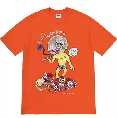 Buy Supreme T Shirt Daniel Johnston Kill Em All Tee Orange Size Medium SS20Brand New • 80£